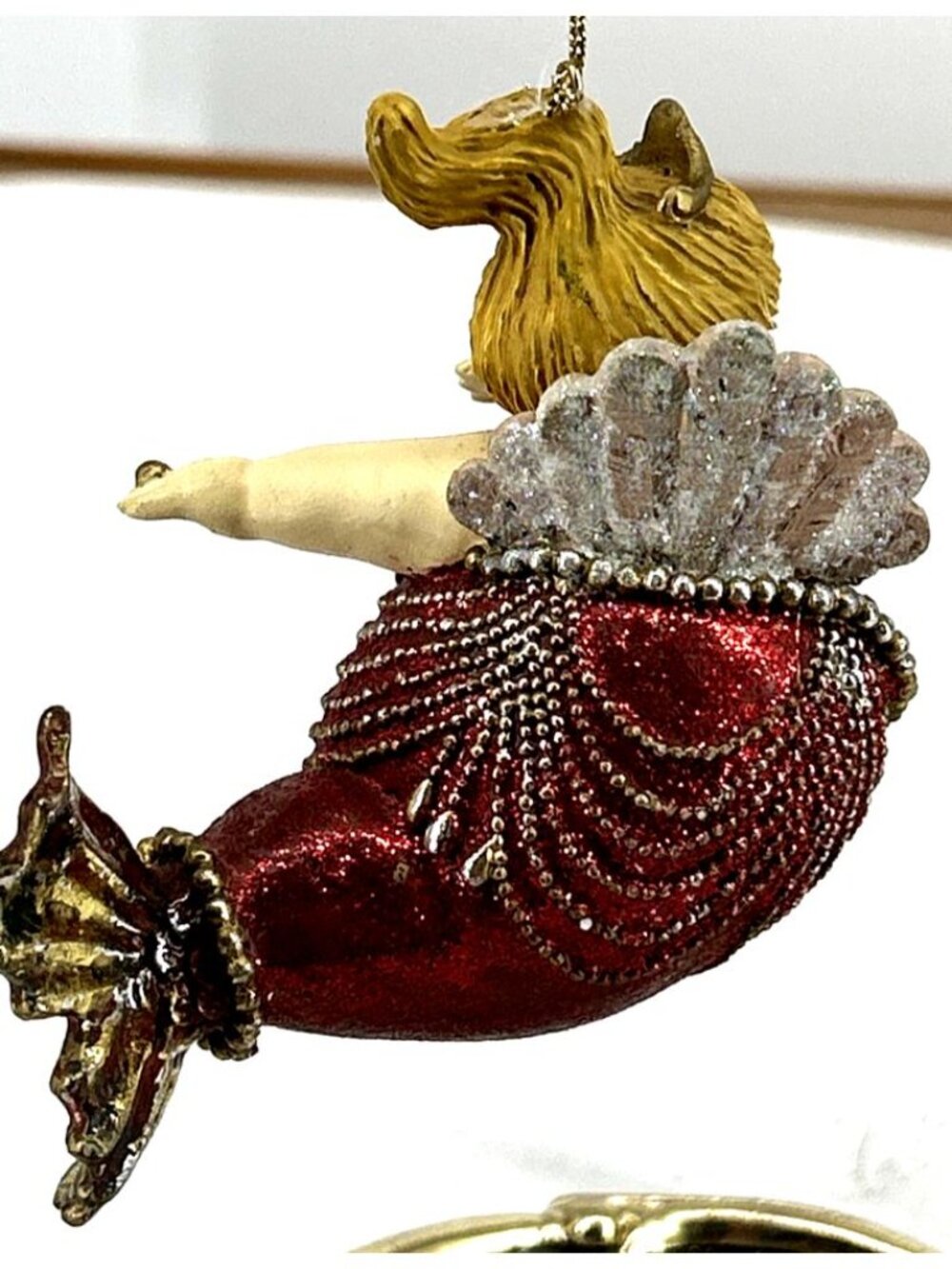 Katherine’s Collection Mermaid 3.75" Christmas Ornament Red Dress Gold Curvy - Picture 5 of 8